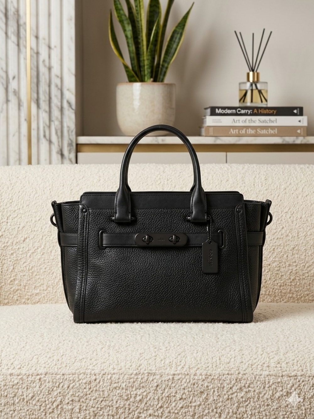 Rare Coach Swagger 27 Carryall Limited Edition Black Pebbled Leather Satchel